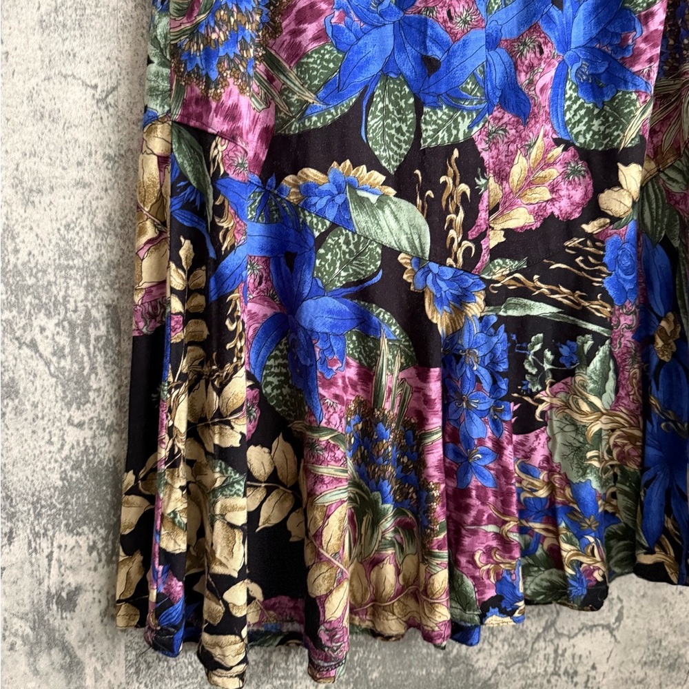 Unique SET Dress with Long Sleeves floral multicolor BLOUSE & SKIRT - Picture 6 of 15
